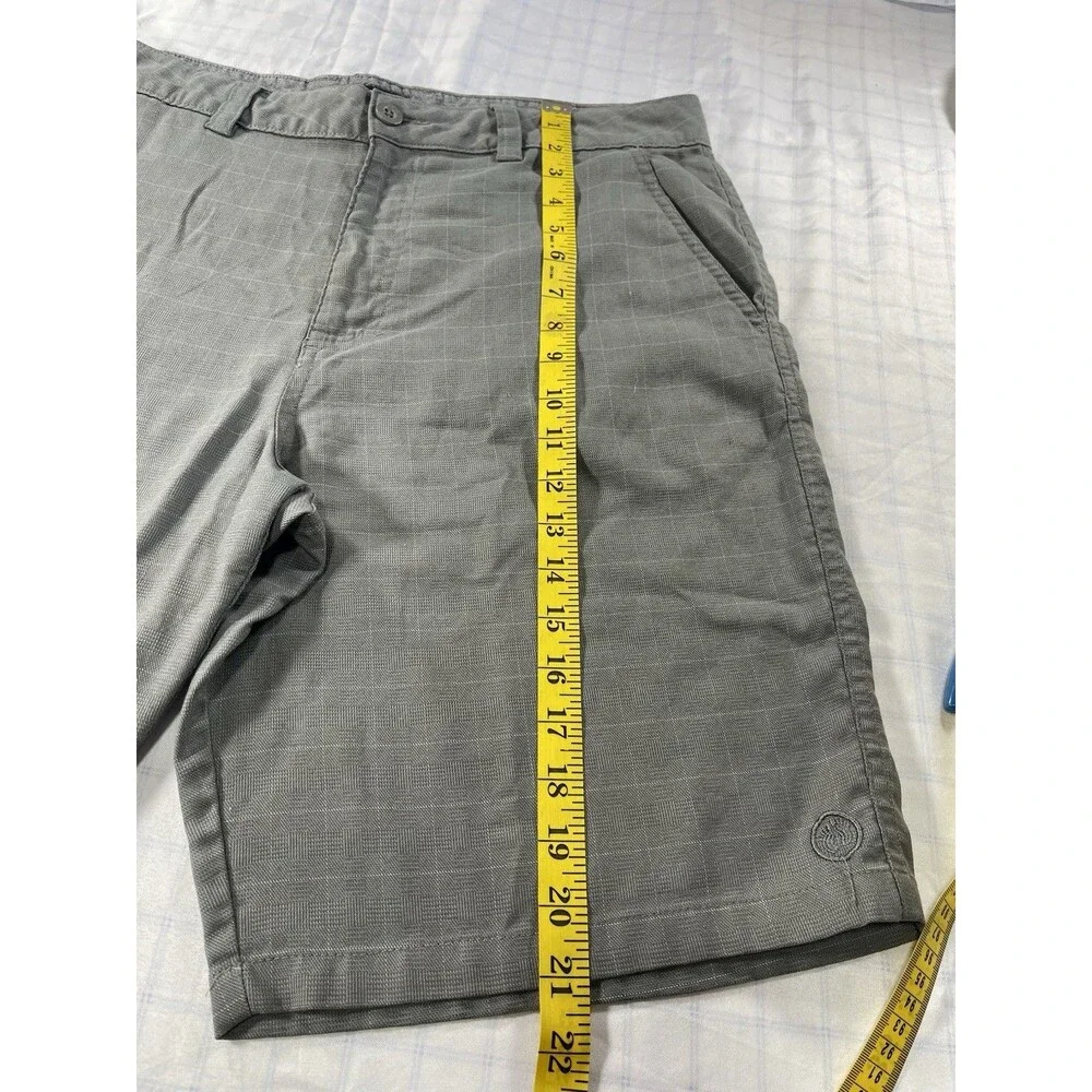 Hang Ten Men’s Gray Plaid Flat Front Walk Shorts Size 36 Modern Fit Hybrid